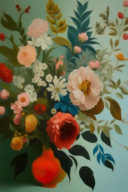 oil painting of wes anderson inspired floral design