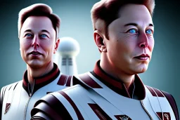 Elon with Vulcan ears. standing in front of starbase