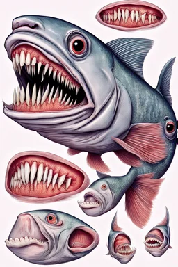 one fish with only human teeth