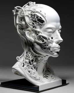 Neural sculpture bust in white