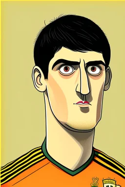 Thibaut Courtois Belgian soccer player ,cartoon 2d