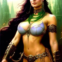 portrait 'beautiful Sexy Busty Dejah Thoris',braided long hair,horned helmet, celtic tattoed,crystal clear green eyes,painting by gaston bussiere, greg rutkowski, yoji shinkawa, yoshitaka amano, tsutomu nihei, donato giancola, tim hildebrandt, oil on canvas, cinematic composition, extreme detail,fit full head inside picture,32k