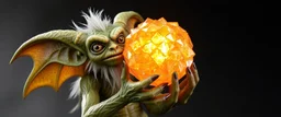 gremlin holding up a radiant Painite crystal rosette ball