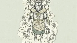 The deity of luck and weather has dead eyes and wears nothing.