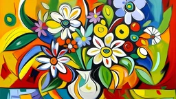 painting in style picasso nice flowers