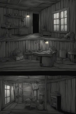 Dnd background, inside of a shack night time