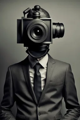 man with camera head