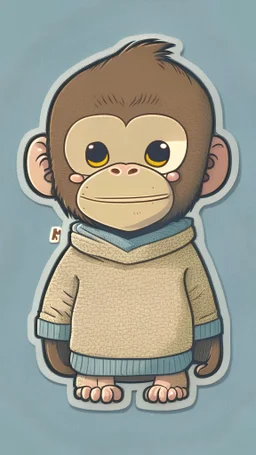 un lindo mono con un sueter, sticker, caricatura