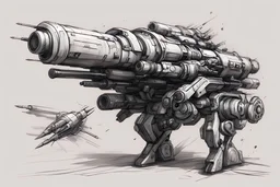 sketch, cyberpunk mech cannon and rockets