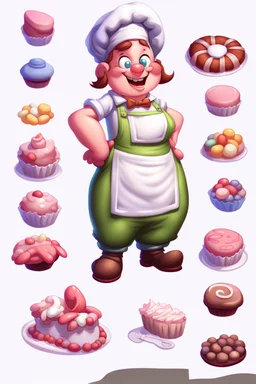 a cartoon character thirty years old confectioner , an ultrafine detailed painting by senior character artist, featured on polycount, sots art, artstation hd, 2d game art, behance hd