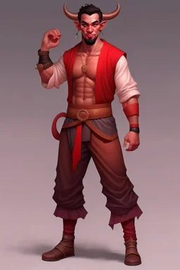 Full Body, Male Tiefling, monk boxer, street outfit