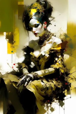 Digital Art of merry harlequin embodying the essence of merriment in a , minimalist approach, influenced by Luis Miranda, Jeremy Mann, Jeffrey Catherine Jones, blends conceptual art with elements of painting and illustration, somber tones, fragmented souls, shadow play, diffuse textures, abstract forms, digital painting, high conceptuality, palette inspired by Jeffrey Catherine Jones, golden ratio composition, fine detail, cinematic lighting.