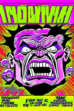 super head fuked title with movie poster title :HEAD FUKED SO MUCH BRO, monster more angry and more 90s style, angry fast, extreme, wild, so so angry, tough sexy red and purple background with 90s style slashes