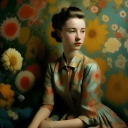 Top model Sara grace wallerstedt, autochrome, flowered wallpaper