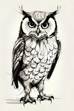 sketch of an standing owl front view