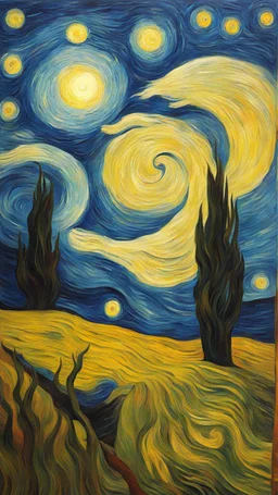 Van Gogh style painting , nightmares,