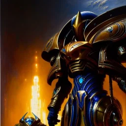 portrait 'Archon Protoss Unit-Starcraft' ancient metal armor ,painting by gaston bussiere, greg rutkowski, yoji shinkawa, yoshitaka amano, tsutomu nihei, donato giancola, tim hildebrandt, oil on canvas, cinematic composition, extreme detail,fit full head inside picture,16k