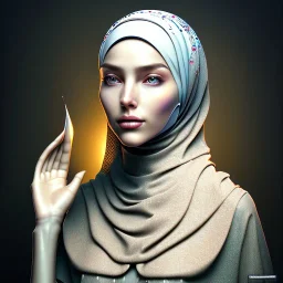 surreal, close up portrait of woman in hijab who is going into nothingness, invisible, turn to nothing, fine detail, highly intricate, modern surrealism painting, high-quality, volumetric lighting, 8k, ultrahd, George Grie, Marco Escobedo, Igor Morski,Brian Froud, Howard Lyon, Selina French