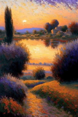 Spanish landscape oil painting, detailed Claude Monet, detailed, sunet