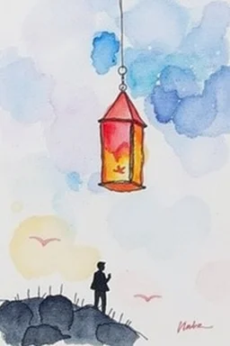 SKETCH WATERCOLOR PASTEL COLOURS - “The Lantern of the Lost Sky”