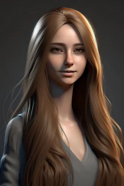female 3d character long hair