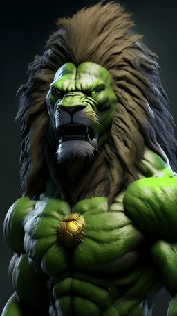 lion with head hulk, ultra realistic, 4k, ultra detail, full body