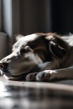 cane che dorme sdraiato visto di profilo