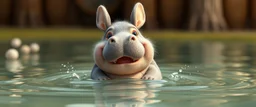 realistic ghibli crazy cute small fluffy hippo bunny