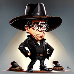 Caricatura de Gustavo Petro cuerpo completo Sombrero grande zapatos ferragamo negros arte Bauhous obra de arte detallado 4k