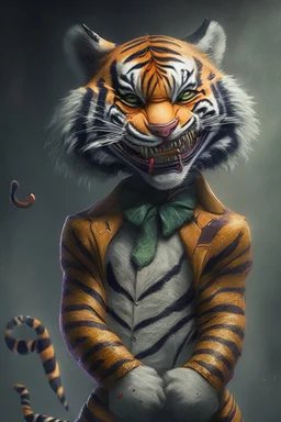 A picture of a cute tiger in the form of a joker, a professional, high JPEG image