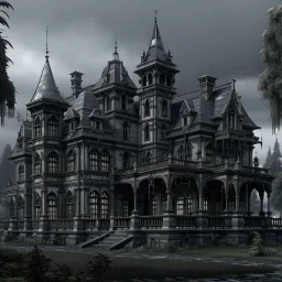 large gothic mansion gloomy