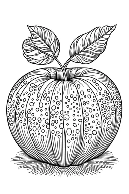 Apple, Clister crisp clear lines, clean line art, line art, Black and white coloring page, for adult, perfect shape, realistic, unique, unique style, masterpiece, variation, clean coloring page, coloring book illustration, no shading, only draw outlines, crisp, full page, use up the entire screen,