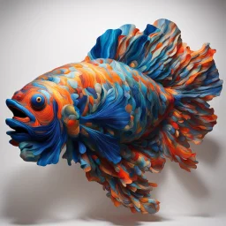 Imagine a large-scale sculpture made of your beautifully manipulated fabrics, arranged in such a way that it evokes the fluid and dynamic nature of a mandarin fish swimming.