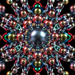 3d Kaleidoscope recursive made of a metallic random color spheres turning many times likr Spirograph drawing Kaleidoscope Ruler Set creation