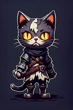 cute undead cat main character for 2d rogue like platformer inspired dark souls