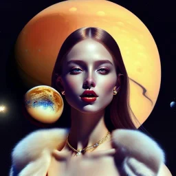 beautiful young woman singing at saturn moon, golden jewelry, ice cold, winter, magnificent, majestic, highly intricate, incredibly detailed, ultra high resolution, complex 3d render,renaissance painting