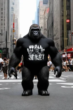 500 pound gorilla wearing 'wall street' t-shirt