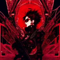 beautiful punk girl, hyper detailed, intricately detailed, illustration by <kilian eng> <Yoji Shinkawa>, darkred tones,