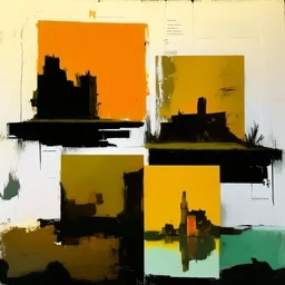 Minimal abstract oil painting of Claude Lorrain landscapes with temples. In the style of Justin Mortimer and Phil Hale