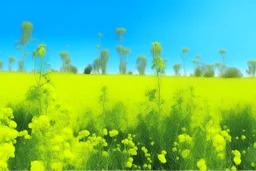 bottom half canola plants, top half sky