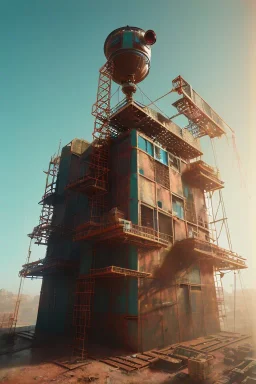 futuristic pinhole camera in Kente, rusted clocks lens, cinematic, scaffolding, cyberpunk, 8k quality