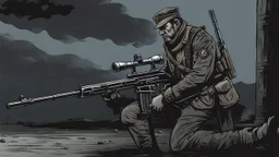 Roland the Headless Thompson Gunner. Illustration.