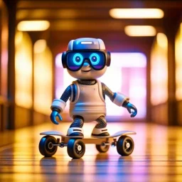 cute happy hairy futuristic hip hop chat robot with skateboard photo shoot in big train hall, 8k, down-light, soft light, depth of field, photo realism, trending on art station, high detail, smoke and fog