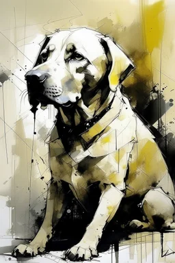 Yellow Labrador in the style of Willem Haenraets, Yoji Shinkawa, Guy Denning, Florian Nicolle