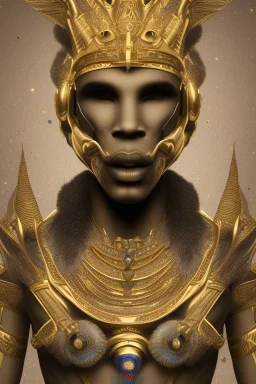 black male African Egyptian alien, cracks in the voodoo head, wicked, diamond eyes, crown, blood, 8k, finely detailed, photo realistic, leopard robe turquoise skull head gold dragon space alien rain skeleton gold teeth silver crown silver space suit spaceships