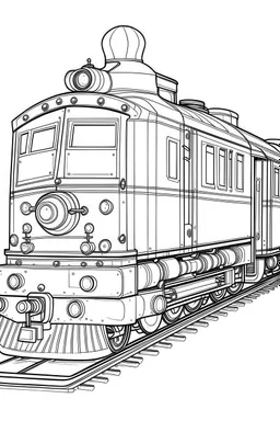 Outline art for coloring page OF A SMALL 1944 TOY TRAIN, coloring page, white background, Sketch style, only use outline, clean line art, white background, no shadows, no shading, no color, clear