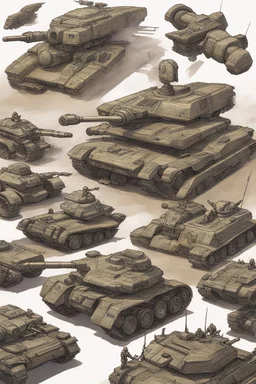 A mixture of tanks and jets, cars and humanoid robots