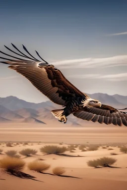 real flying eagle in the desert