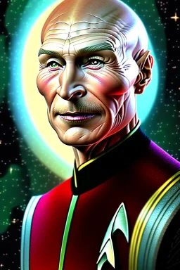 portrait captain Picard star trek on Saturn