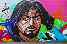 a wrestling graffiti mural wall cell shading style